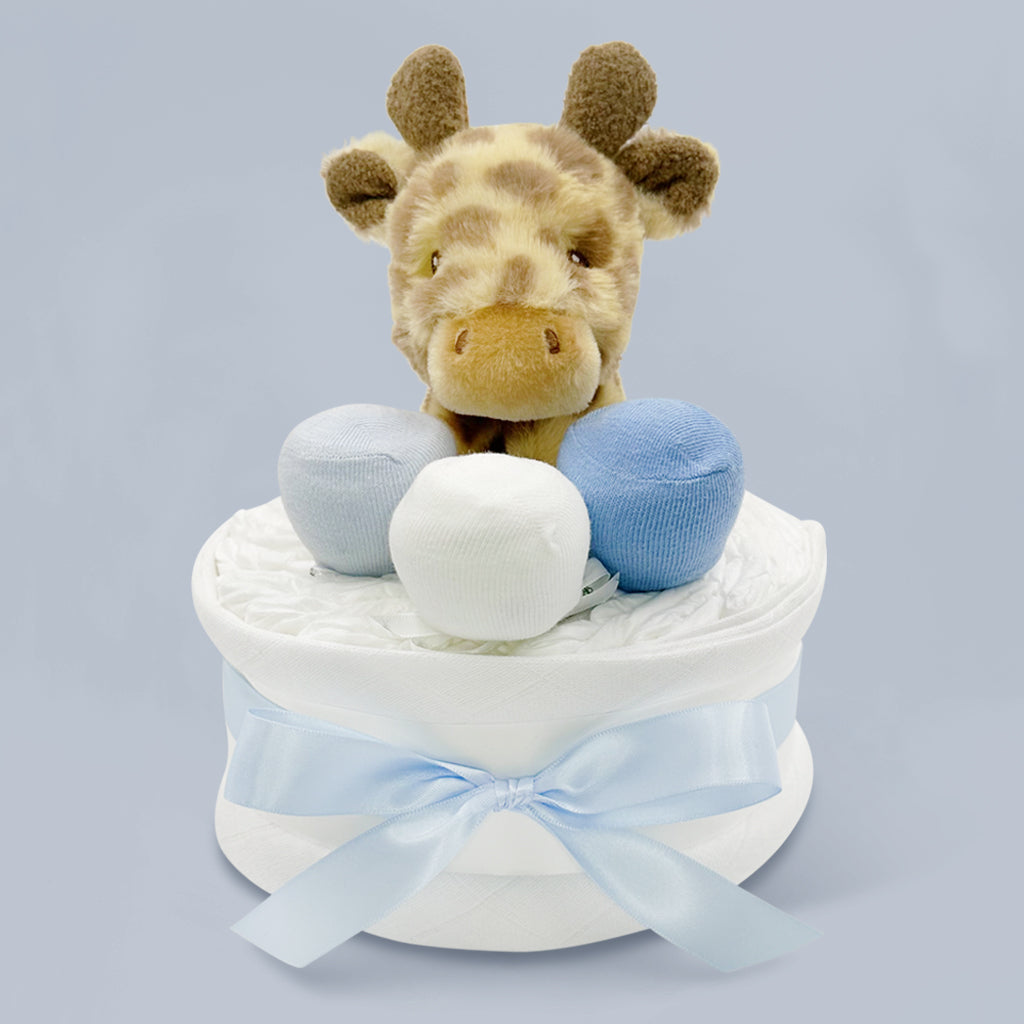Georgie Giraffe Diaper Cake - Blue Baby Shower Gift for Newborns | Perfect for Gender Reveal Parties & Nursery Decor