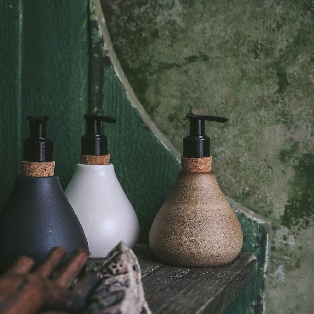 Handmade Ceramic Soap Dispenser for Bathroom & Kitchen - Elegant Liquid Soap Pump for Modern Farmhouse, Spa, and Luxury Home Decor