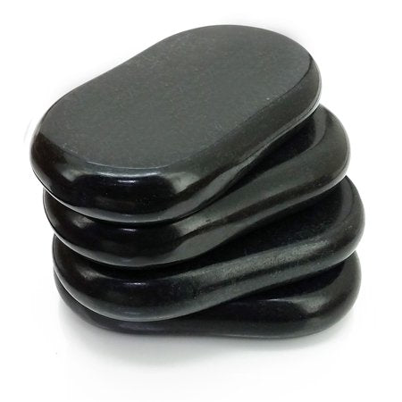 4Pcs Large Basalt Massage Stones Set - Hot & Cold Therapy for Relaxation, Muscle Pain Relief - Perfect for Spa, Yoga, and Home Use