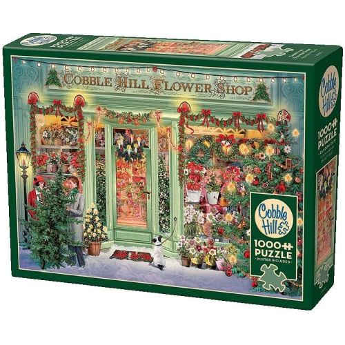Barbara Behr Christmas Flower Shop Vintage Themed Jigsaw Puzzle - 1000 Piece Challenging Puzzle for Adults, Holiday Decor & Family Game Night