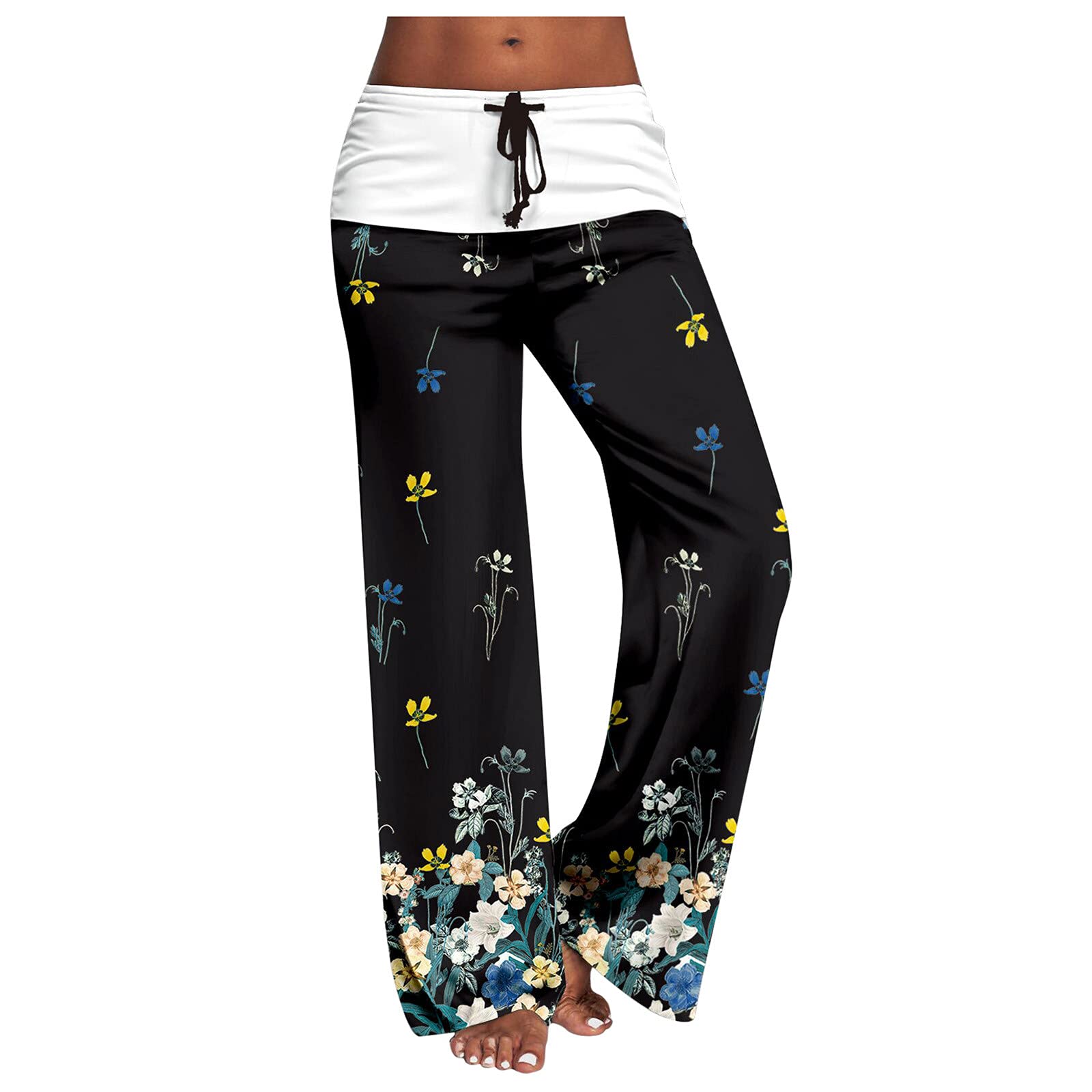 Xiloccer Women's High Waisted Harem Pants with Drawstring - Soft Lounge Pajama Capris, Printed Yoga Pants for Women - Perfect for Yoga, Workout, Home Relaxation & Casual Wear