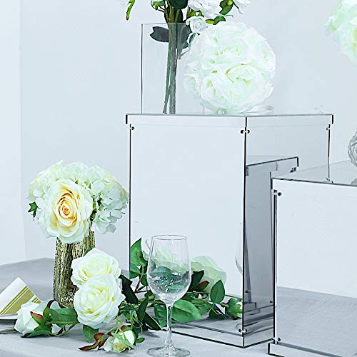BalsaCircle 5 Silver Mirror Display Box - Elegant Flower Riser Vase for Wedding Centerpieces, Floor Standing Pedestal Holder - Perfect for Wedding Decor, Home Decor, and Event Displays