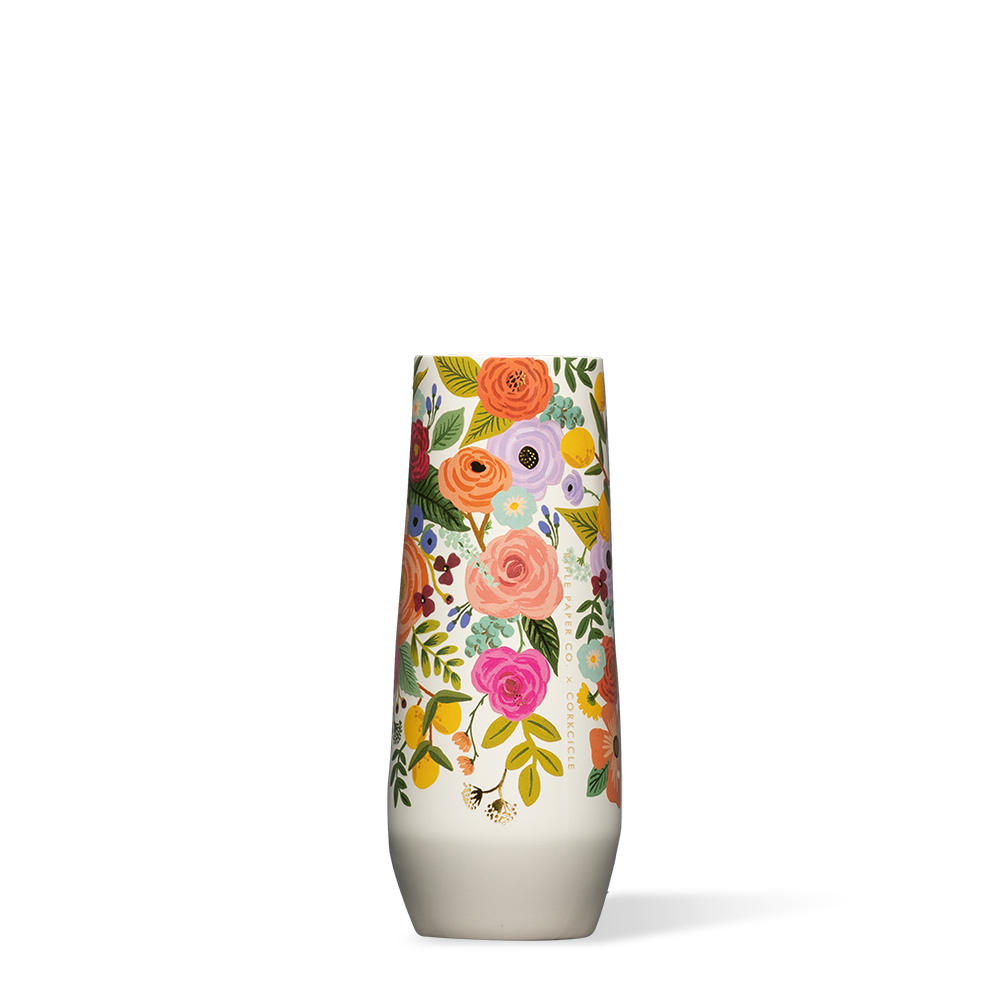 Rifle Paper Co. Stemless Flute - Elegant 12oz Glass for Champagne, Cocktails & Wine - Perfect for Weddings, Parties & Home Entertaining