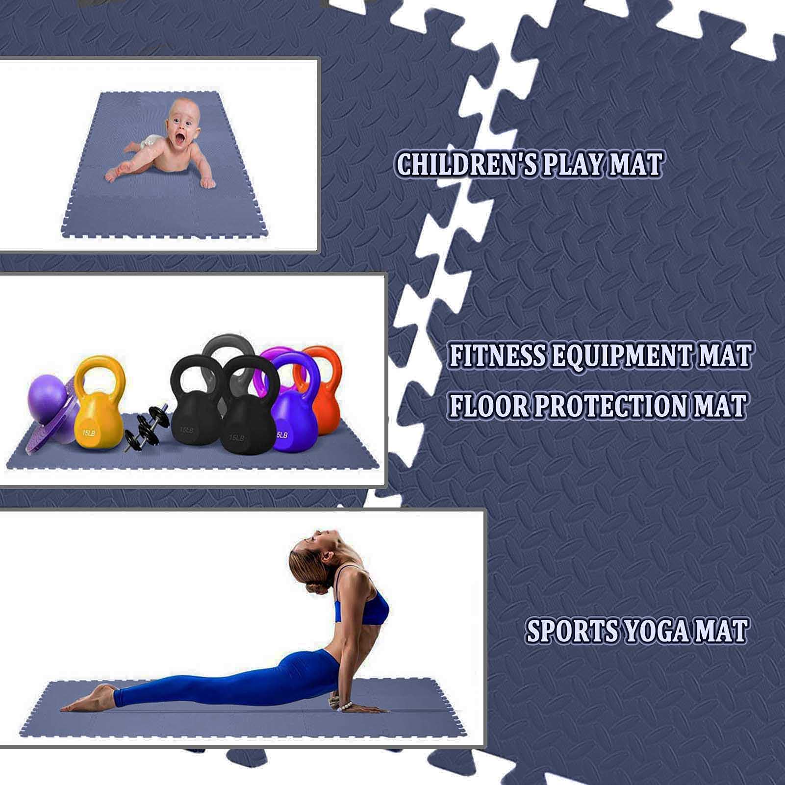 Premium EVA Foam Exercise Mats - 12-Piece Interlocking Gym Floor Tiles for Home Workouts, Yoga, Pilates & Treadmill Protection (60x60x1cm, Navy Blue) - Ideal for Home Gyms, Fitness Studios & Kids Play Areas