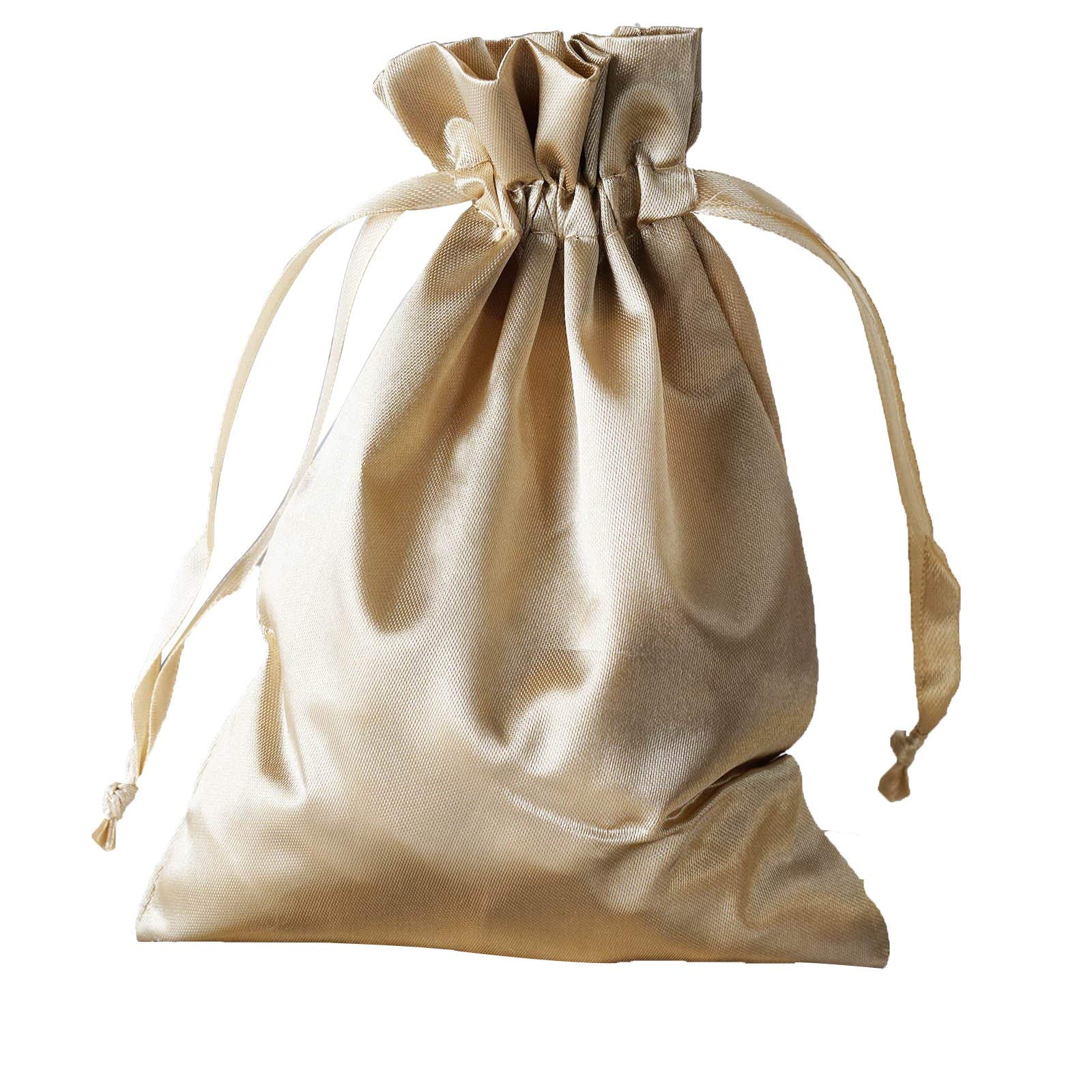 60 Pcs 5x7 Inch Champagne Satin Drawstring Bags - Elegant Wedding Party Favors, Jewelry Pouches & Candy Gift Bags for Bridal Showers, Baby Showers & Special Events