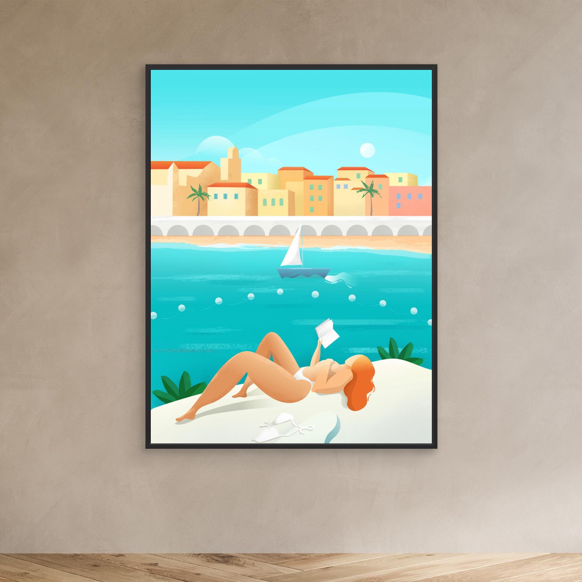 Stunning Canvas Print - Cote d'Azur by Petra Lizde - Coastal Wall Art for Living Room, Bedroom & Office Decor