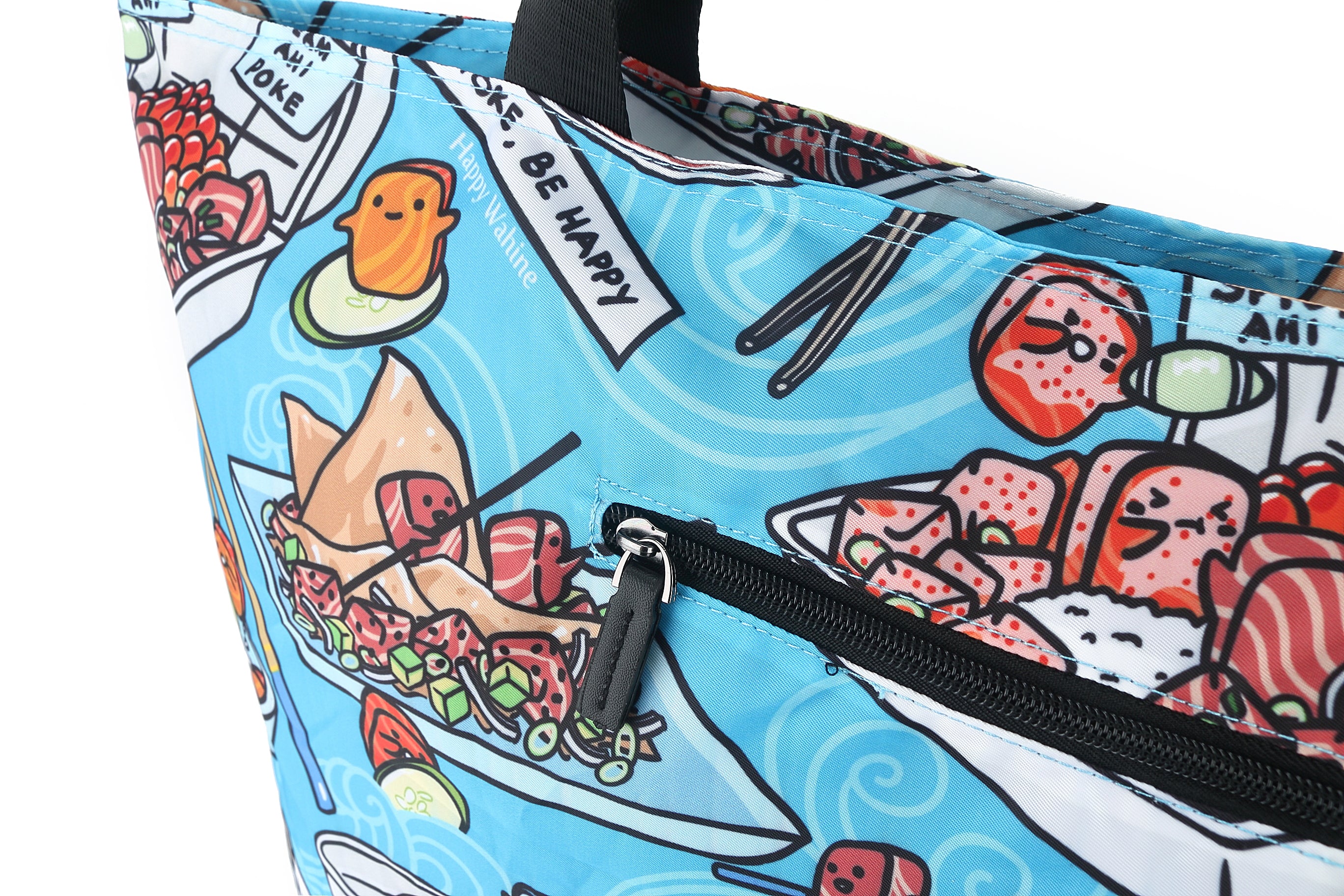 Foldable Tote Bag - James Poke Competition Style in Blue | Reusable Shopping Bag for Groceries, Beach & Travel