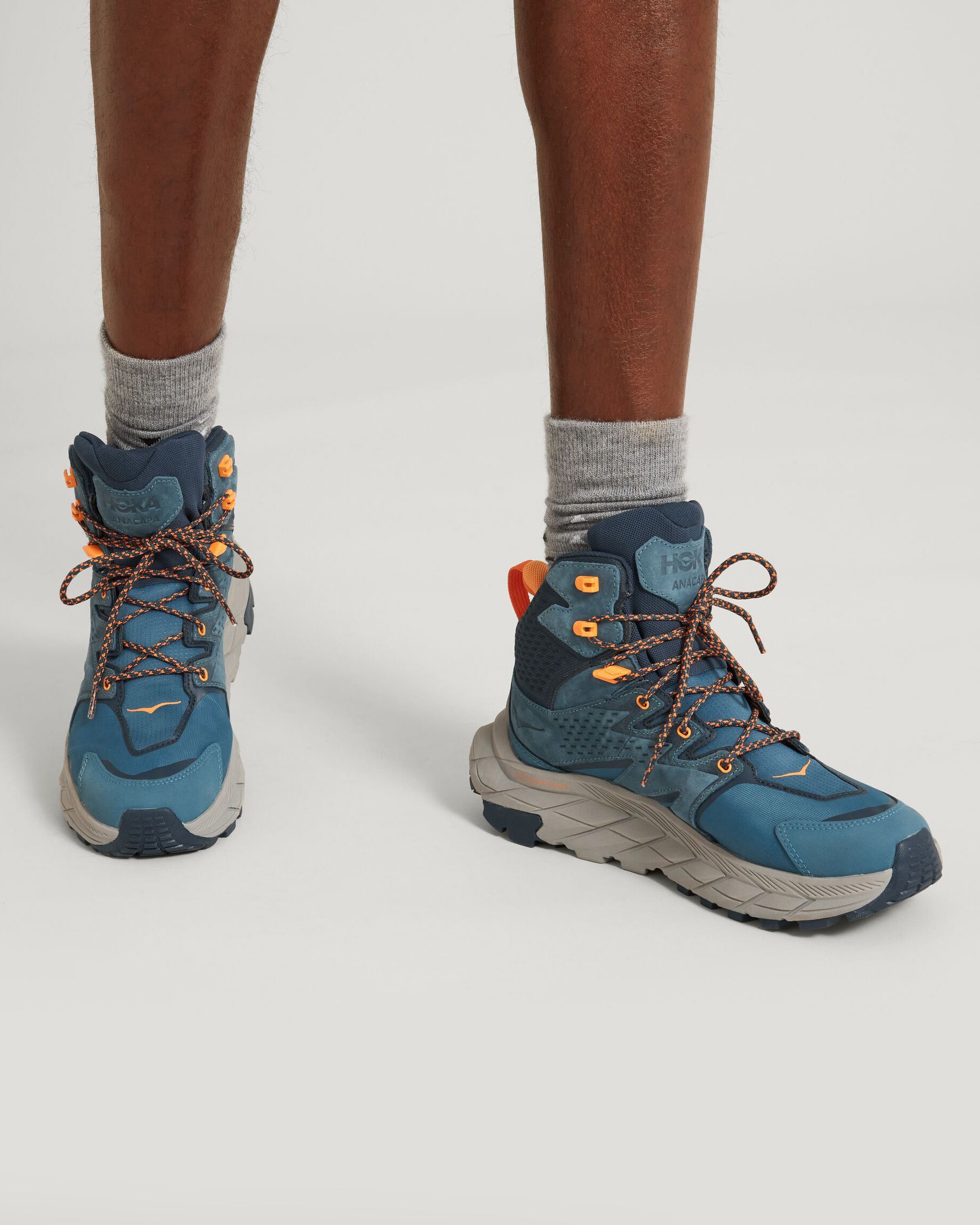 HOKA Anacapa Mid GTX Men's Hiking Boots - Real Teal/Outer Space - Waterproof & Lightweight for Outdoor Adventures, Trail Running, and Backpacking