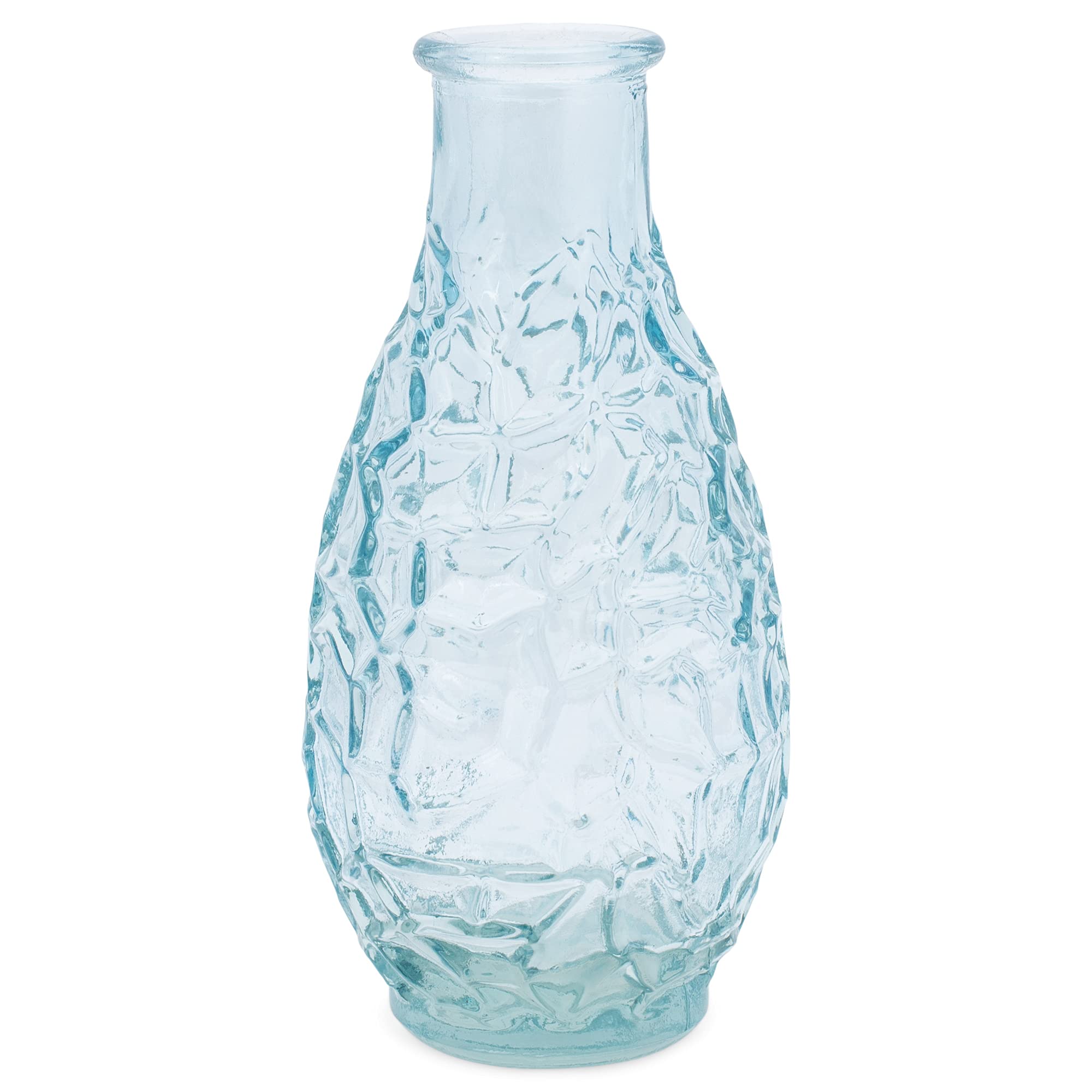 Turquoise Blue Textured Glass Tabletop Vase - 5.5