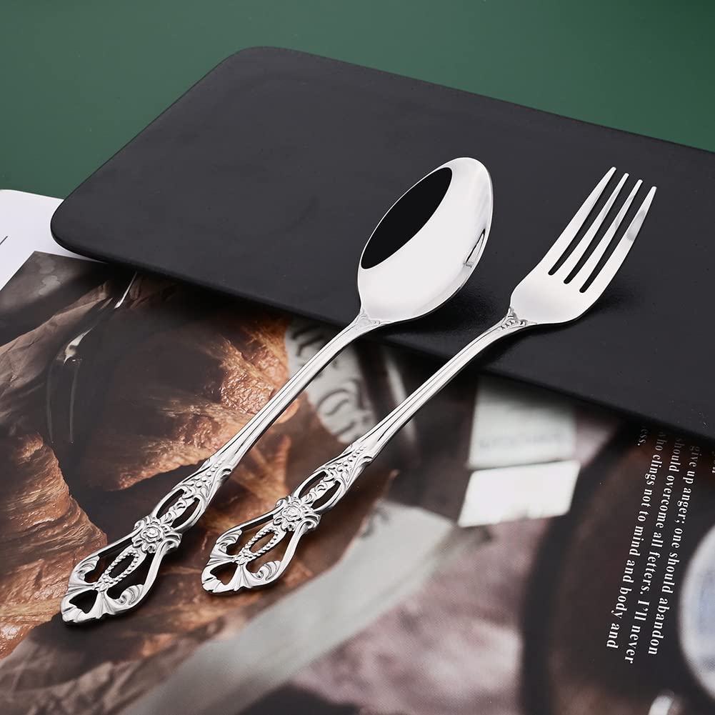 Premium 16-Piece Stainless Steel Flatware Set - Elegant Mirror Polished Silverware for 4 People, Durable Cutlery Set with Knives/Spoons/Forks for Home, Kitchen & Restaurant Use - Perfect for Dinner Parties, Weddings & Fine Dining
