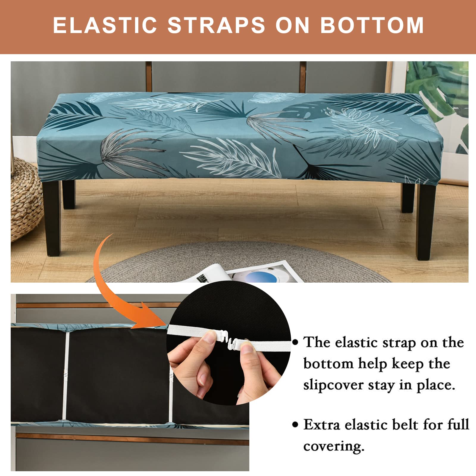 Eco-Friendly Ancheng Stretchable Dining Bench Cover - Removable Slipcover for Kitchen & Living Room Chairs - Furniture Protector for Home & Restaurant Use