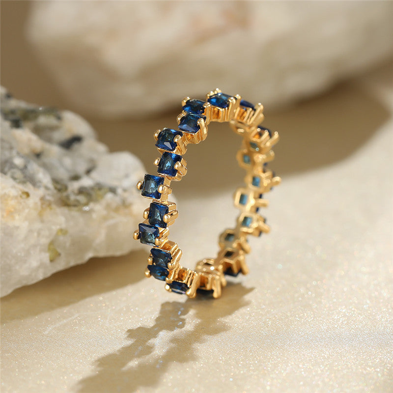 Multi Stone Eternity Stacking Rings for Women - 14K Gold Plated Wedding Band Set, Stackable Rings for Anniversary, Birthday Gift (Style A0035) | Perfect for Layering, Everyday Wear & Special Occasions