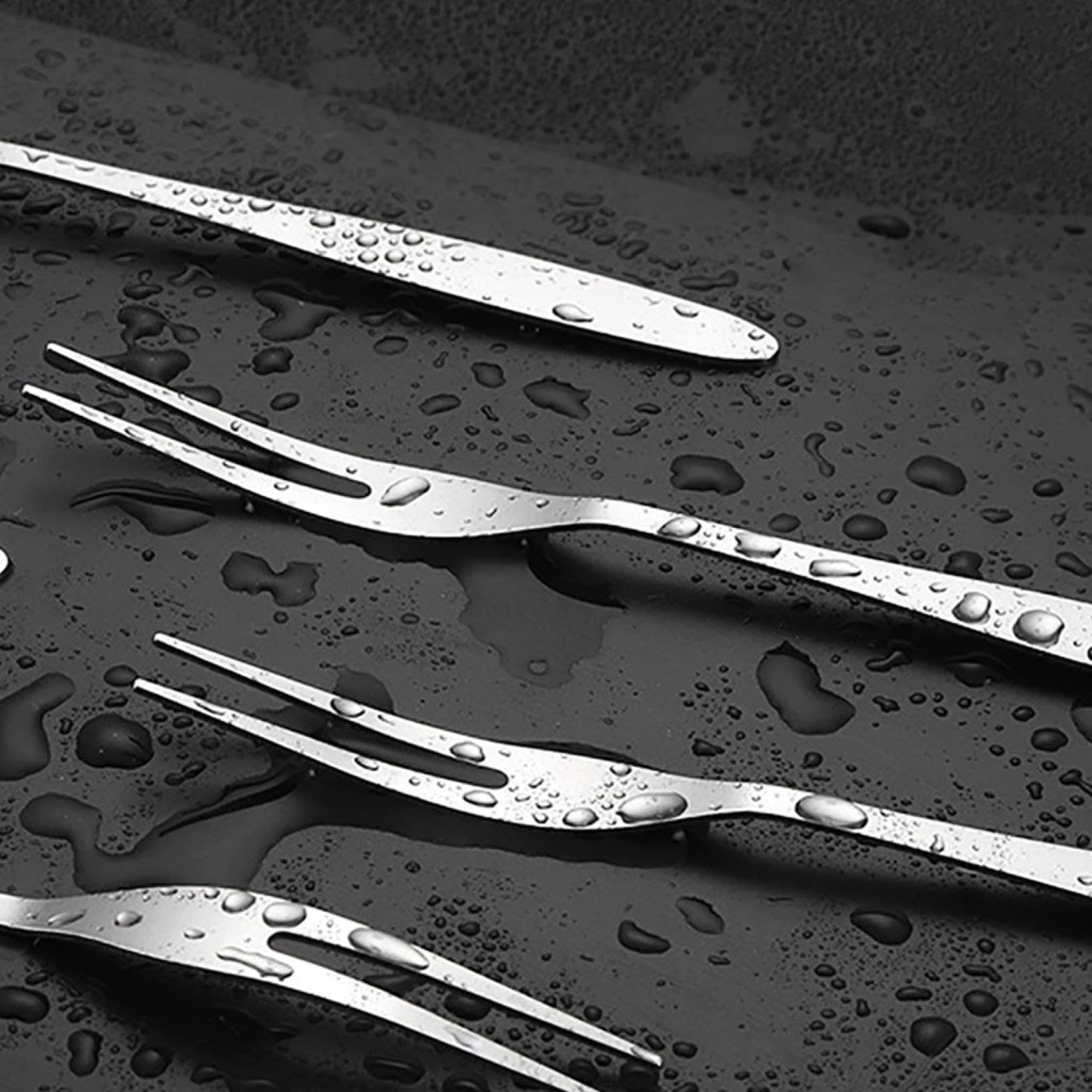 12-Piece Stainless Steel Dessert Forks Set - 5 Inch Small Appetizer Forks with 2 Tines - Perfect for Parties, Travel, Restaurants & Home Use (Silver)