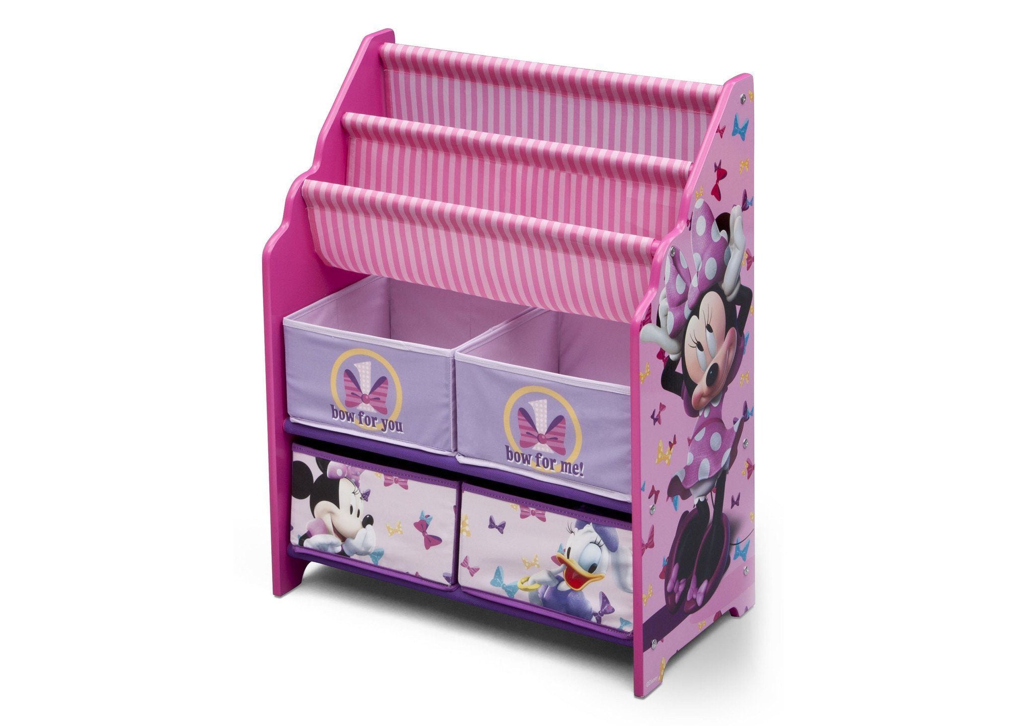 Minnie Mouse Book and Toy Organizer for Kids - Disney Themed Storage Solution for Bedroom, Playroom, and Nursery Organization - Perfect for Books, Toys, and Plushies