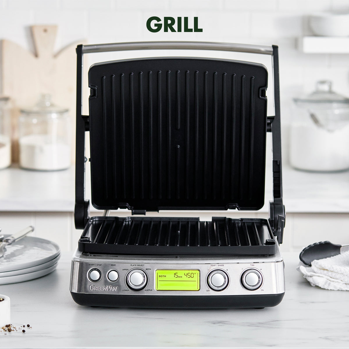 Elite 3-in-1 Multi Grill, Griddle & Waffle Maker - Premium Stainless Steel Countertop Appliance for Pancakes, Burgers & Sandwiches | Perfect for Breakfast, BBQ & Family Gatherings