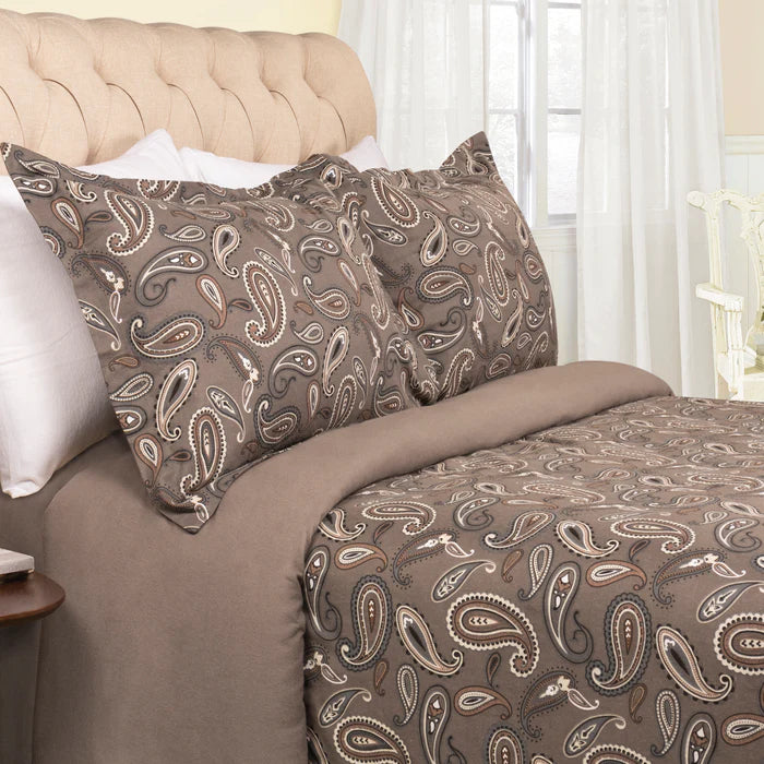 Reversible Flannel Trellis Duvet Cover Set with Pillow Shams - Soft Cozy Bedding for Winter - Perfect for Cold Weather & Holiday Home Decor