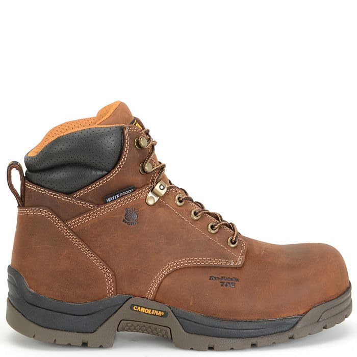 Carolina Bruno 6-Inch Waterproof Steel Toe Work Boots for Men - Slip & Oil Resistant, EH Safety Rated, Comfortable Cushion Insole & EVA Midsole - Ideal for Construction, Warehouse & Outdoor Work