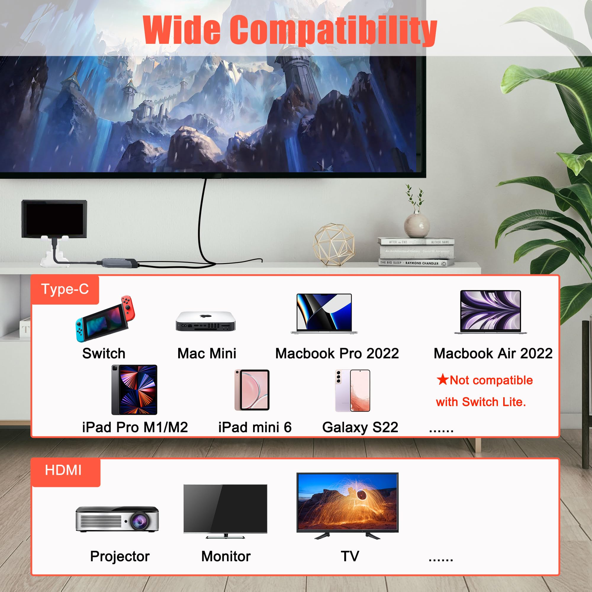 Premium Nintendo Switch Dock for TV - Portable Docking Station with HDMI/PD/USB 3.0 for Switch & OLED Models | HDMI Adapter & Essential Gaming Accessories | Perfect for Home Entertainment & Travel Gaming Setup