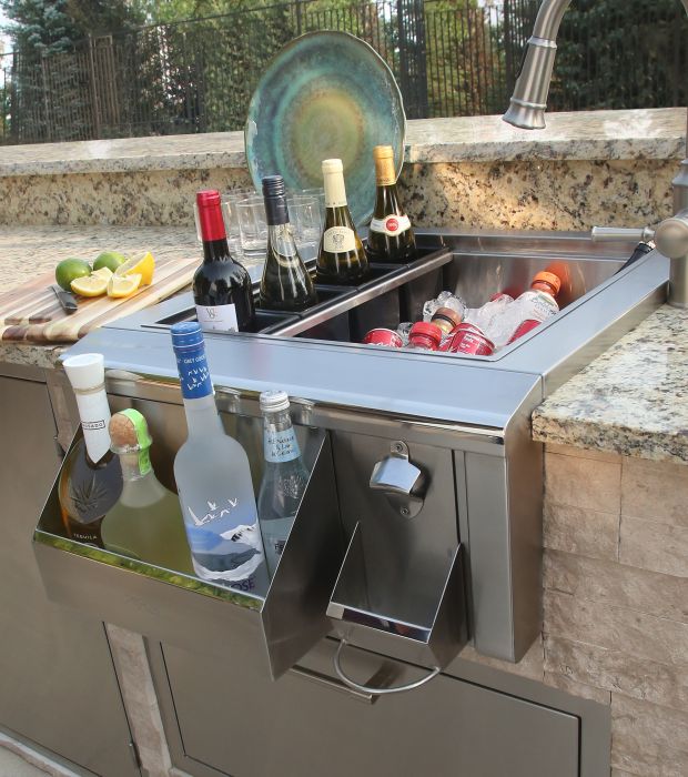 Alfresco Versa Sink 4 Bottle Wine Chiller with Holder Tray - Perfect for Outdoor Entertaining, Picnics & Backyard Parties