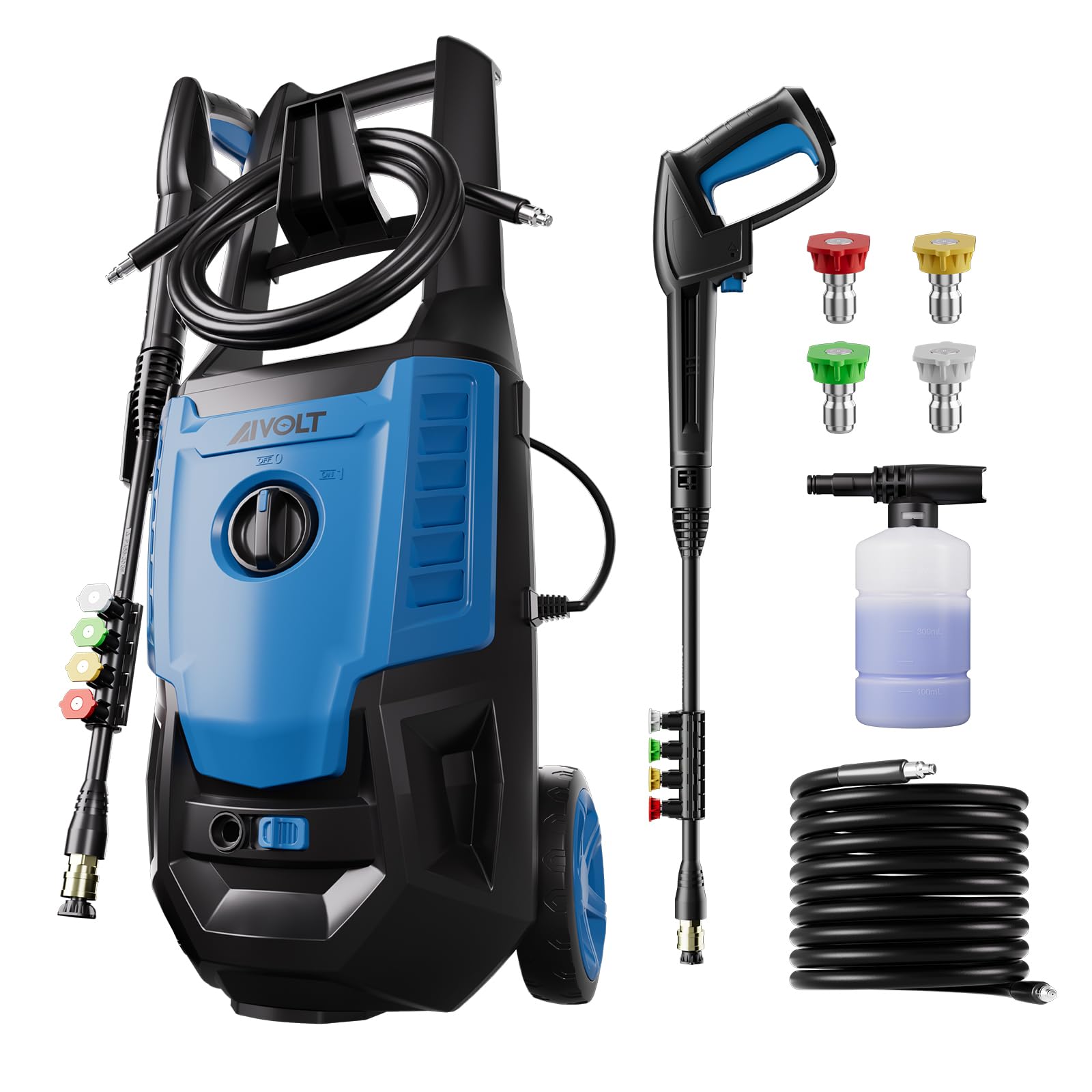 AIVOLT 4000PSI Electric Pressure Washer - Portable High Power Pressure Cleaner with 4 Nozzles & Foam Cannon for Car Washing, Fence Cleaning, Deck Maintenance & Outdoor Surface Cleaning | Perfect for Home, Garage, Driveway & Patio Use