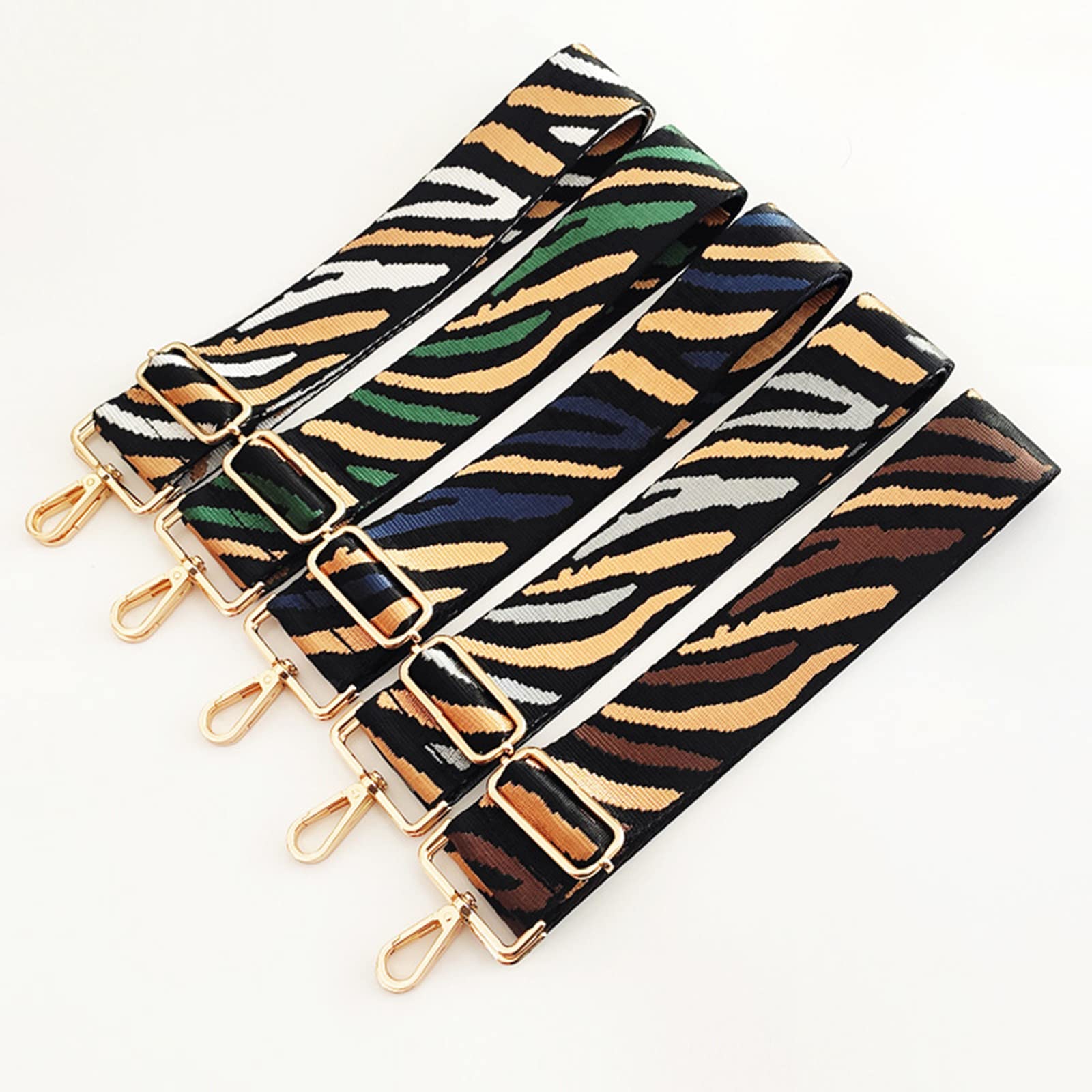 Adjustable Zebra Print Crossbody Bag Strap Replacement - White & Yellow | Fashionable Handbag Extender for Women, Perfect for Casual Outings & Travel Accessories