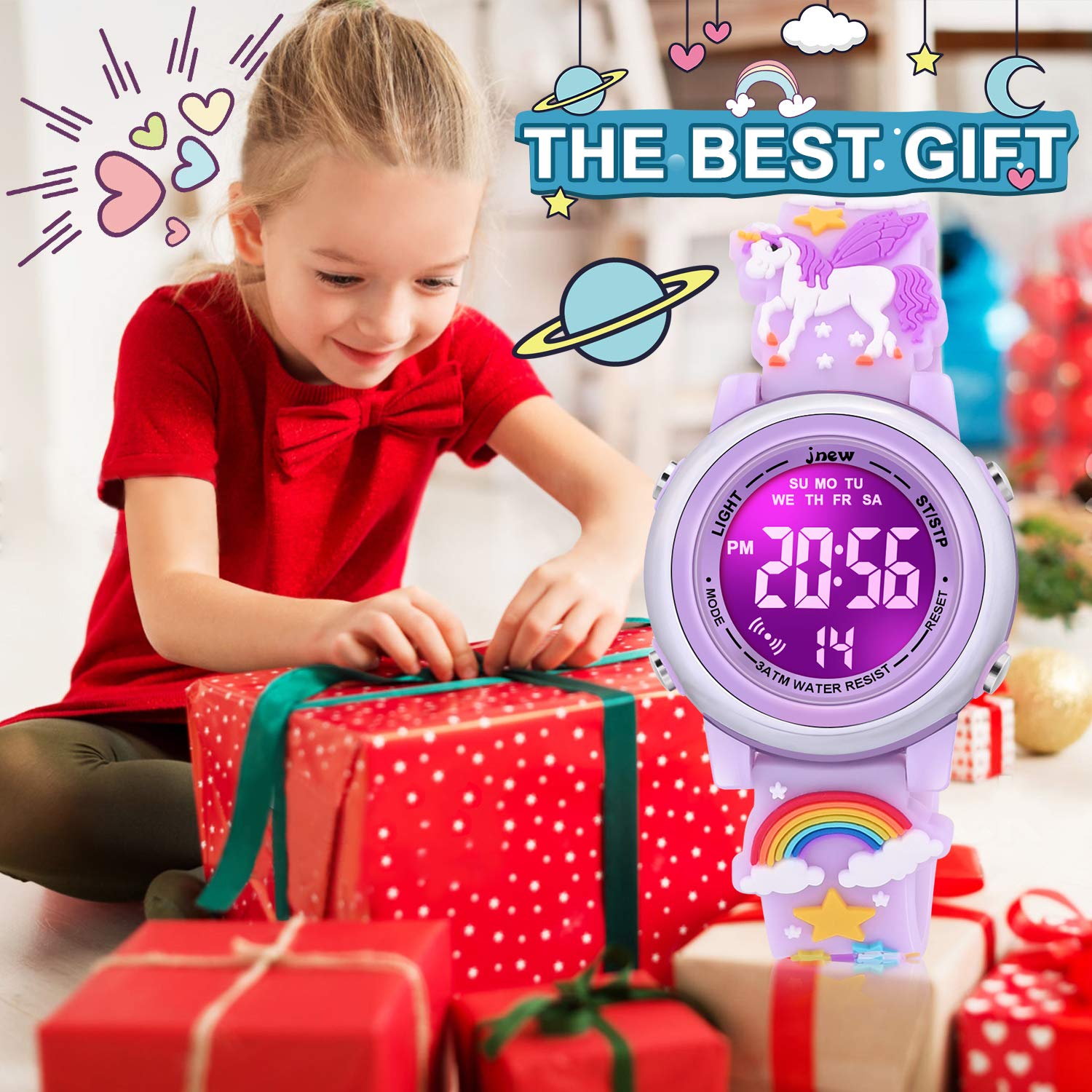 3D Cartoon Waterproof Digital Watches for Girls with Alarm - Best Birthday Gifts for 3-12 Year Old Girls - Perfect for School, Swimming & Outdoor Play