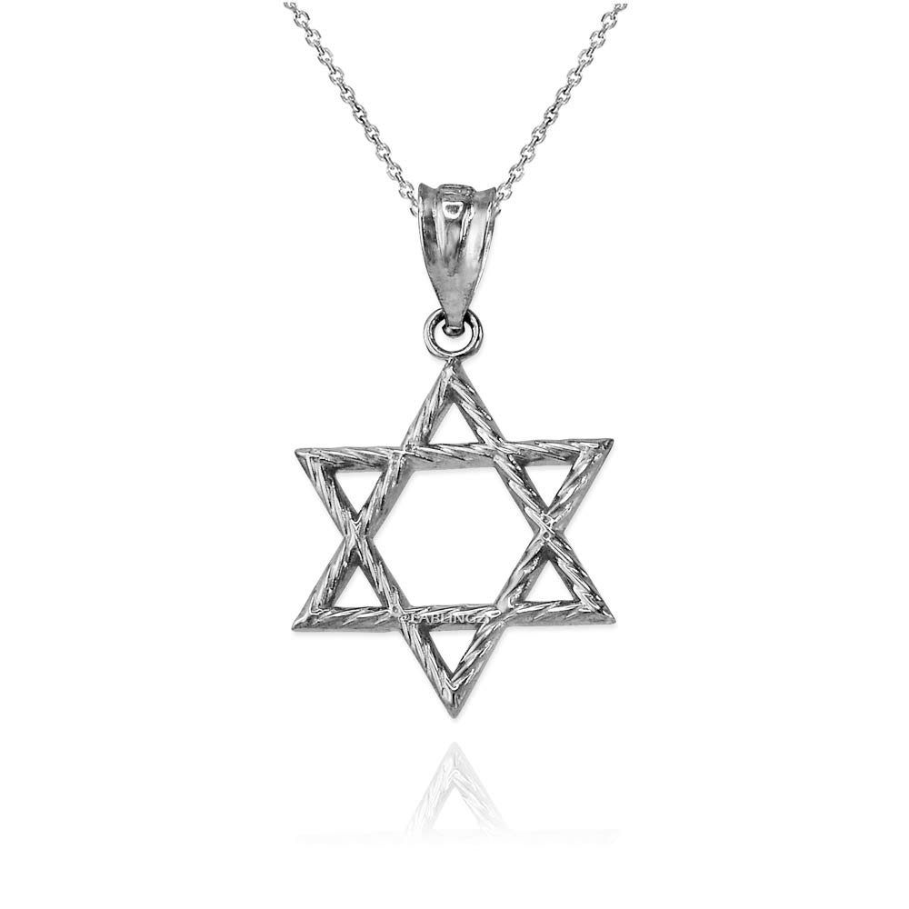 10K White Gold Star of David Charm Necklace - Elegant Jewish Jewelry for Women & Men - Perfect for Hanukkah, Bar Mitzvah & Everyday Wear