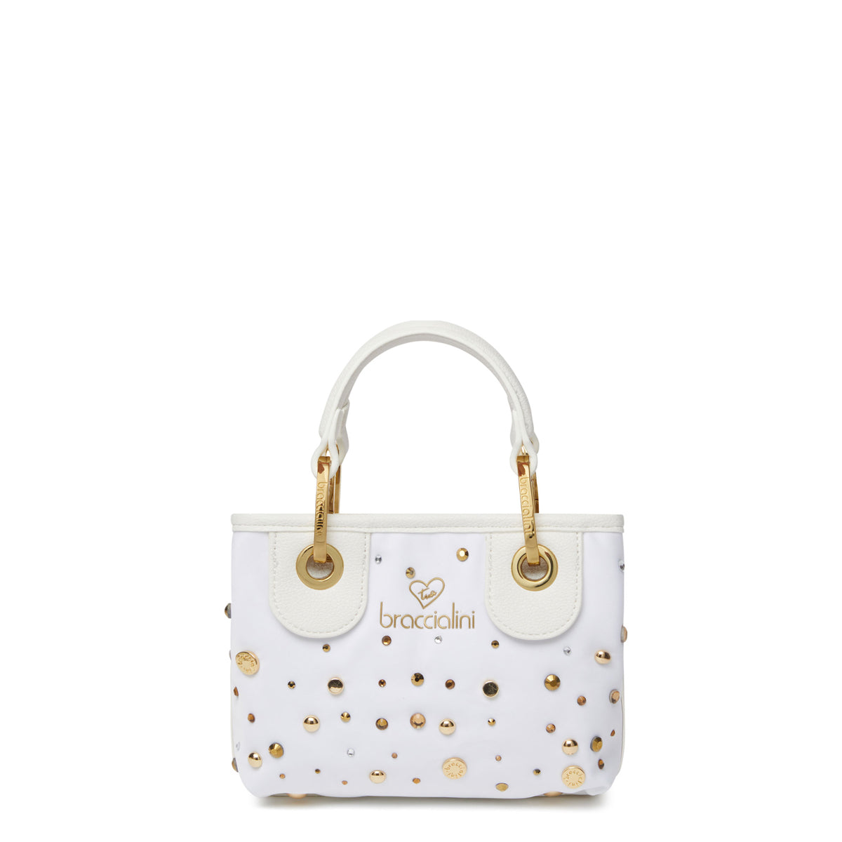 Braccialini Beth Strass White Handbag B18264 TY - Elegant Evening Clutch for Parties & Special Occasions