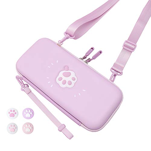 Nintendo Switch Lite Carrying Case - Ultra Slim Hard Protective Travel Bag with 8 Game Card Slots, Removable Strap & 4 Thumb Grips - Cute Paw Ice Cream Design - Perfect for Gaming On The Go, Travel & Daily Protection