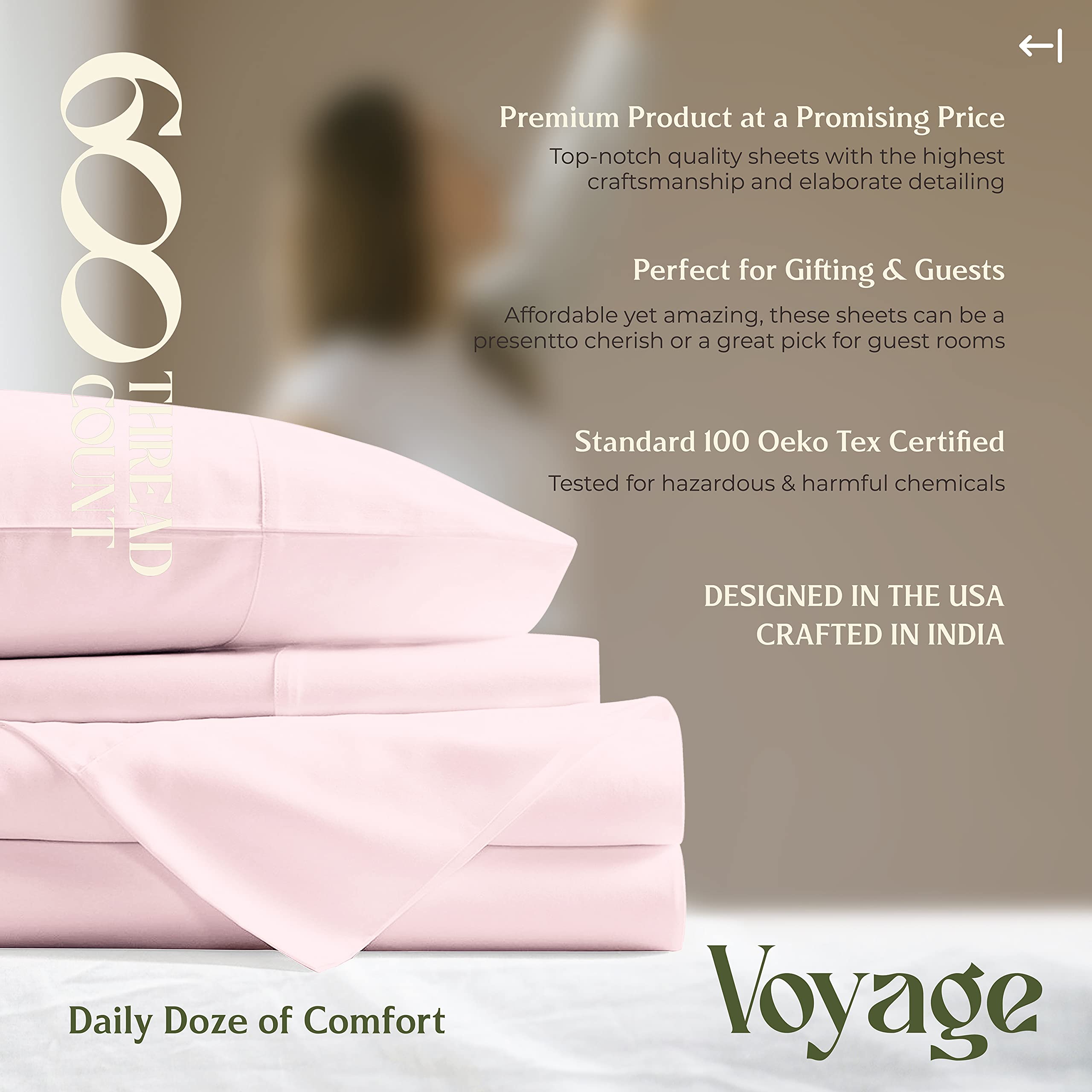 Premium 600 Thread Count 100% Egyptian Cotton Twin Sheet Set - 3 PC Soft & Cooling Luxury Bedding with 16