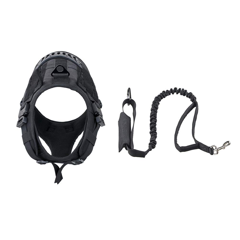 VIVOI Tactical Dog Harness & Bungee Leash Set - Adjustable Military K9 Vest with Rubber Control Handle & Training Leash for Medium Large Dogs | Perfect for Outdoor Adventures, Hiking & Obedience Training