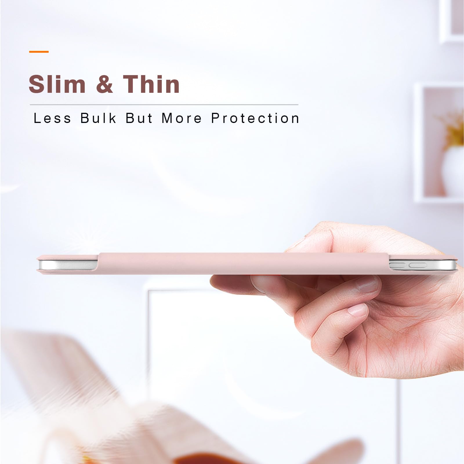 Magnetic Slim Smart Folio Case for iPad Air 7/6/5/4 (10.9 & 11 inch) - Compatible with iPad Air 5th/4th Gen 2022/2020 & M3/M2 2025/2024 Models - Auto Sleep/Wake - Pink | Perfect for Work, Study & Travel Protection