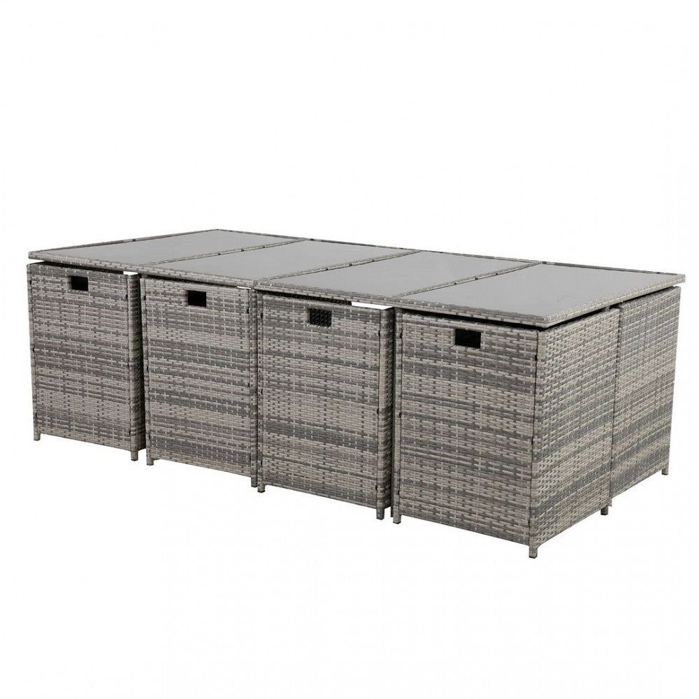Bali 13-Piece Outdoor Dining Set in Gray - Perfect for Patio, Garden, and Backyard Entertaining