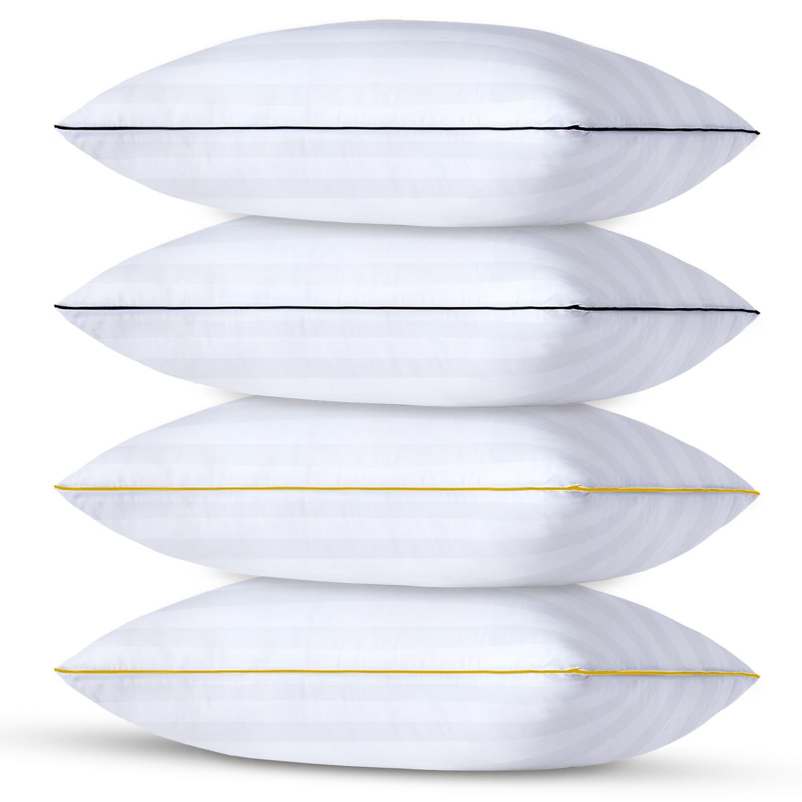 Luxury Hotel Quality Bed Pillows Set of 4 - Standard/Queen Size for Side, Back & Stomach Sleepers | Breathable, Fluffy & Soft Pillows for Ultimate Comfort (4pcs) | Perfect for Home, Hotel or Travel Use
