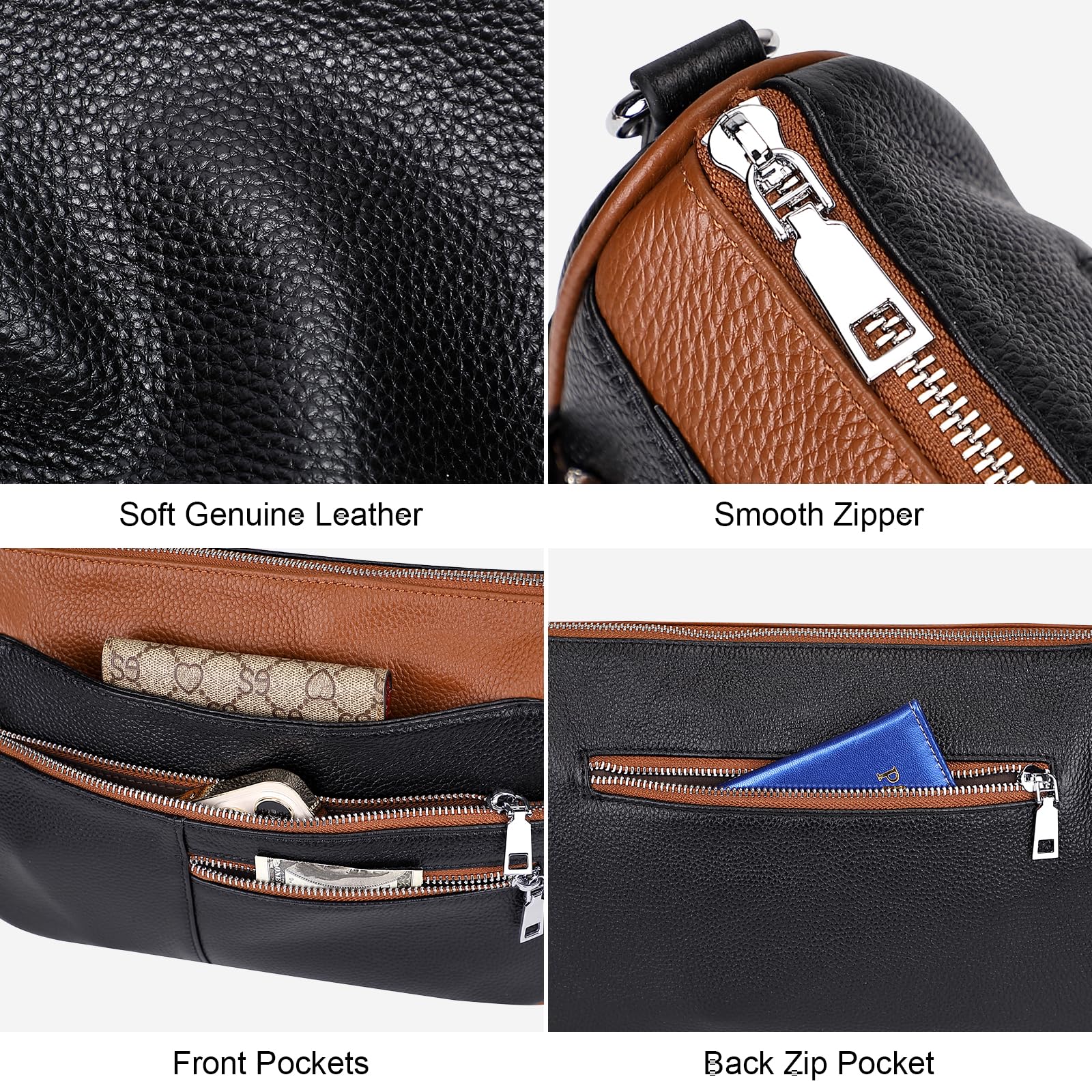 Genuine Leather Shoulder Bag for Women - Small Crossbody Handbag Purse - Stylish & Durable Ladies Handbag for Work, Travel & Everyday Use