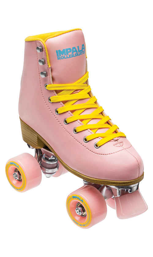 Impala Roller Skates for Women - Pink & Yellow Retro Quad Skates with Lightweight Aluminum Frame - Perfect for Outdoor Skating, Roller Derby & Rink Fun