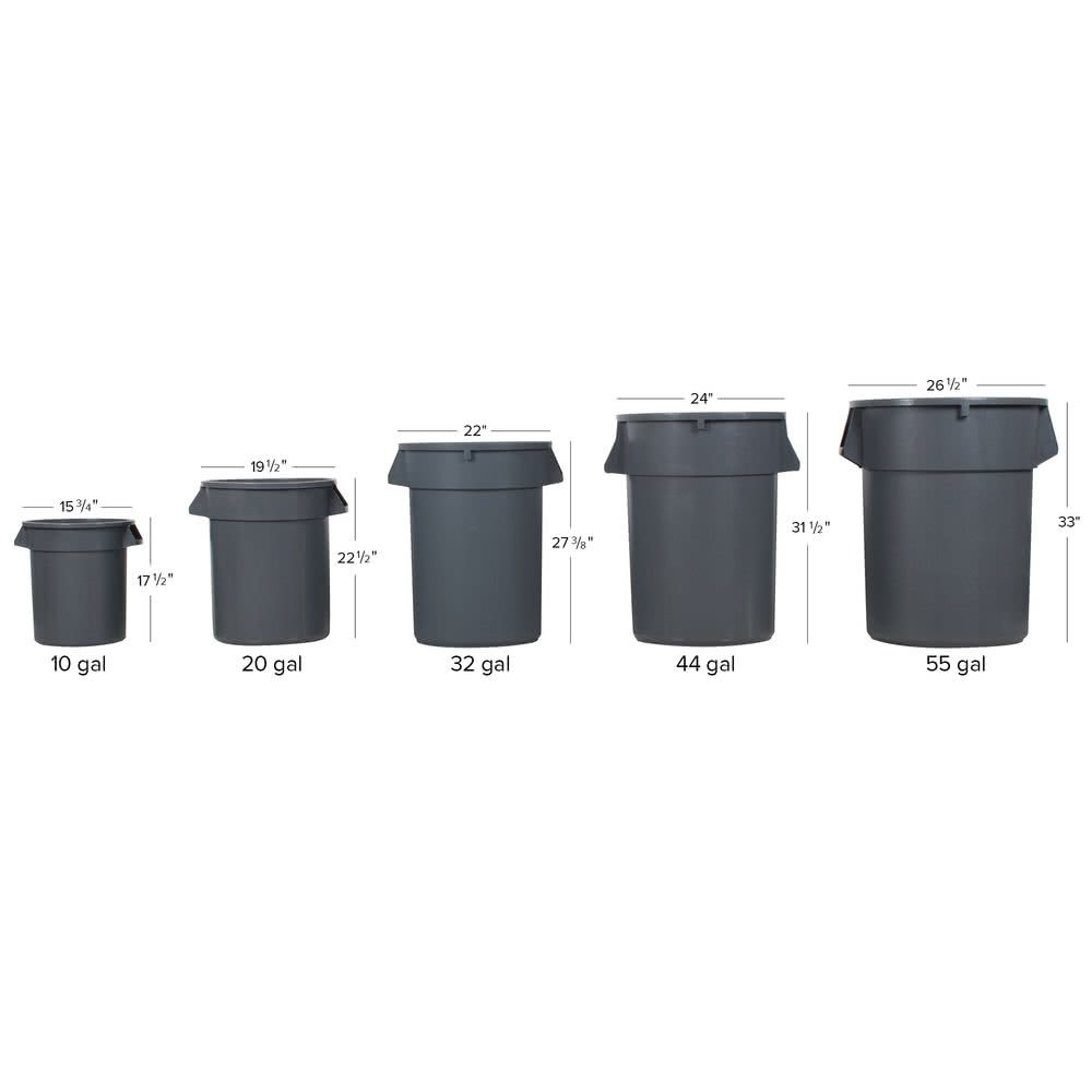 TableTop King 32 Gallon Gray/Black Trash Can with Lid & Dolly Kit - Heavy Duty Wheeled Garbage Bin for Home, Office, Kitchen, or Commercial Use