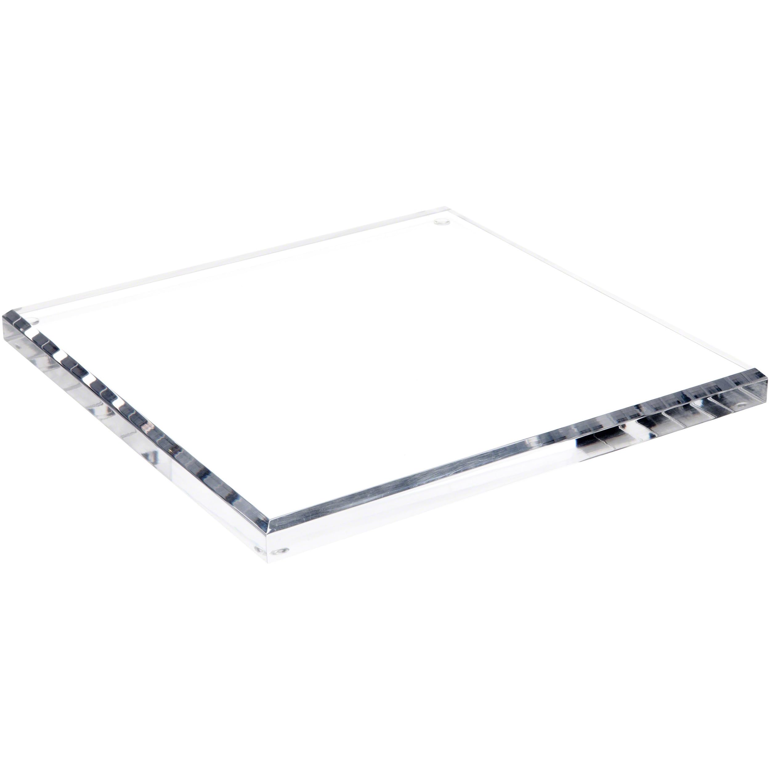 10x10x0.75 Inch Clear Acrylic Square Beveled Display Stand Base - Set of 3 for Jewelry, Collectibles & Retail Product Showcase