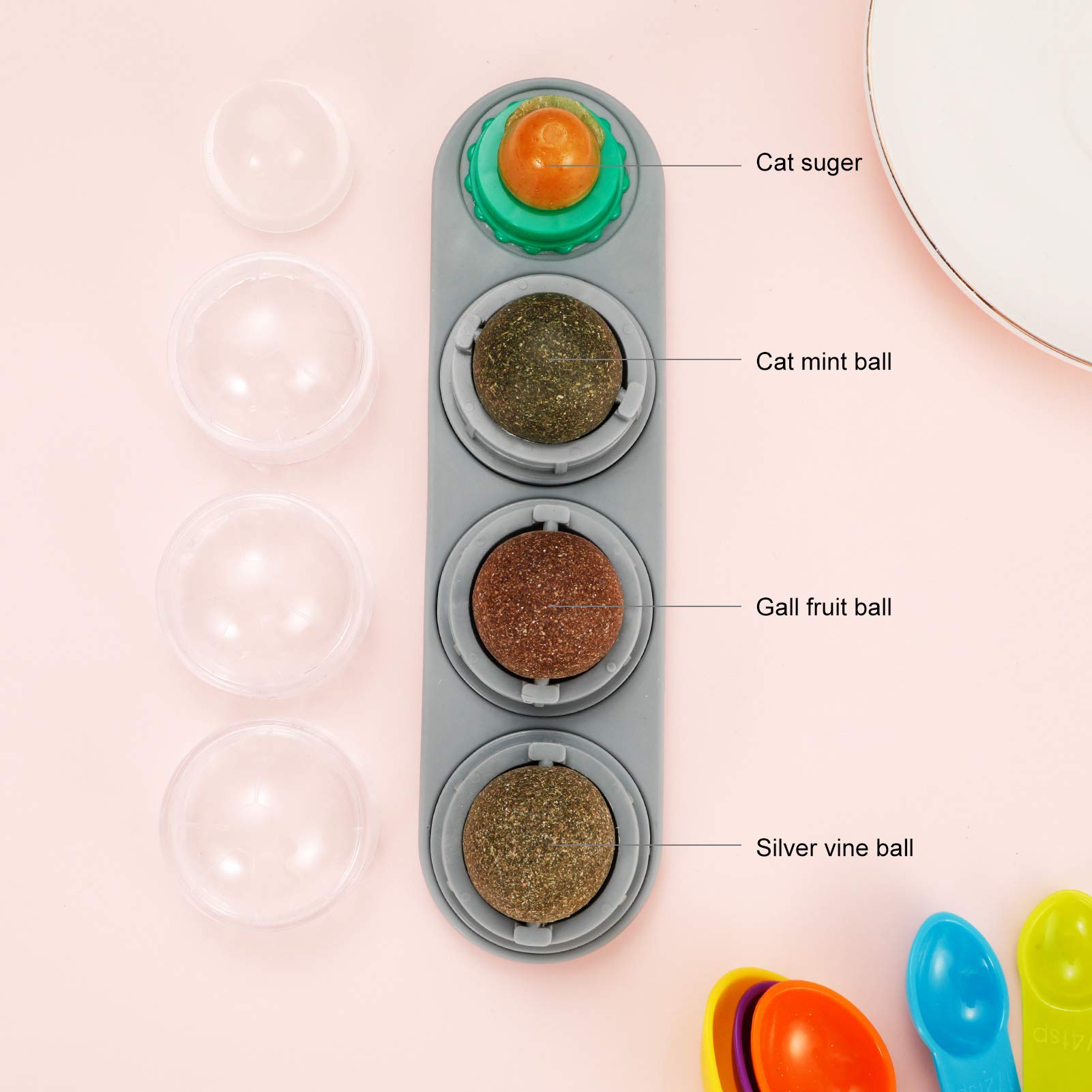 Rotatable Catnip Licking Balls - Edible Cat Toys for Kittens & Adult Cats - Fun Interactive Play & Stress Relief for Indoor Pets
