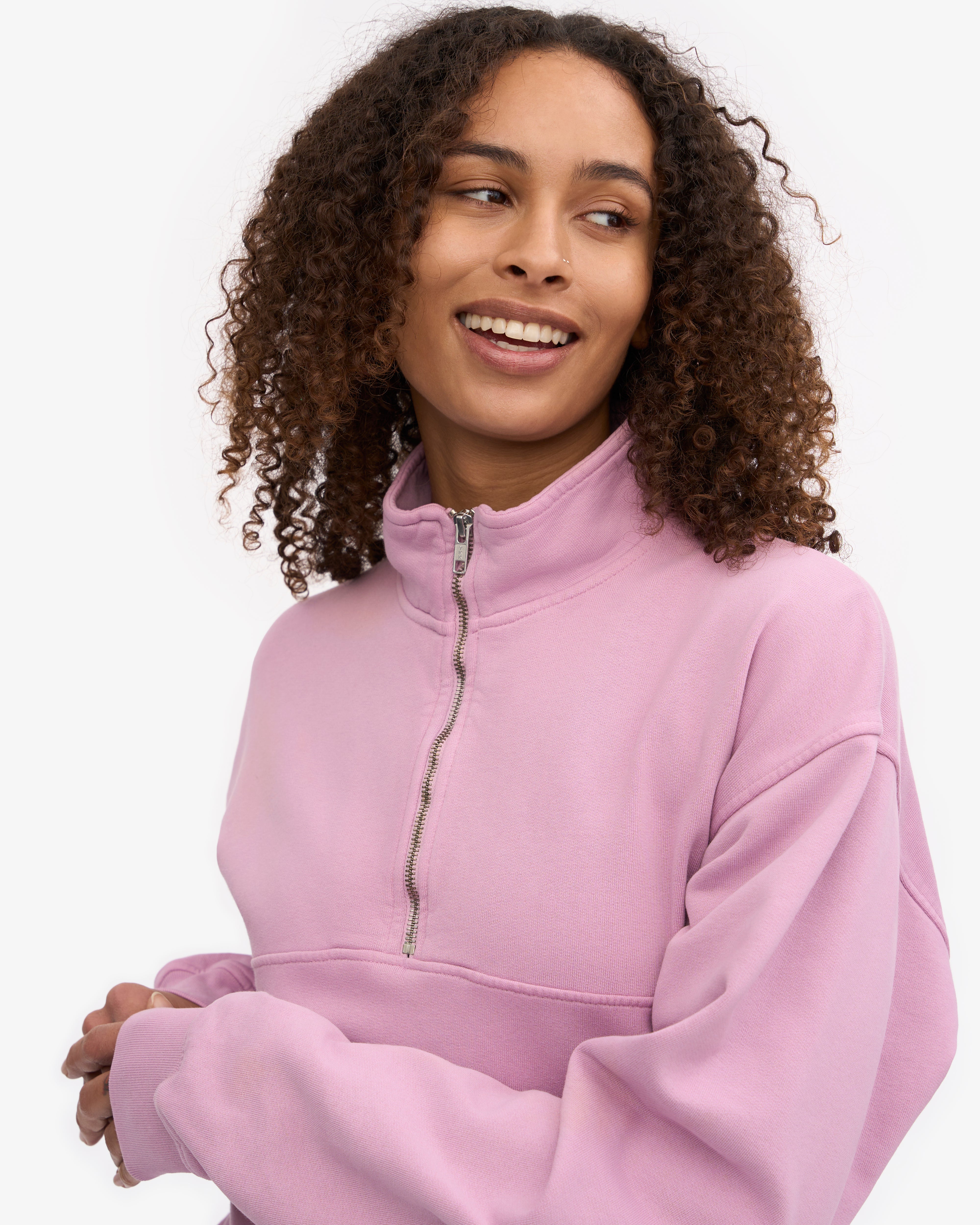 Organic Quarter Zip Sweatshirt for Women - Soft Cherry Blossom Print Pullover - Perfect for Spring Outfits, Casual Wear & Outdoor Activities