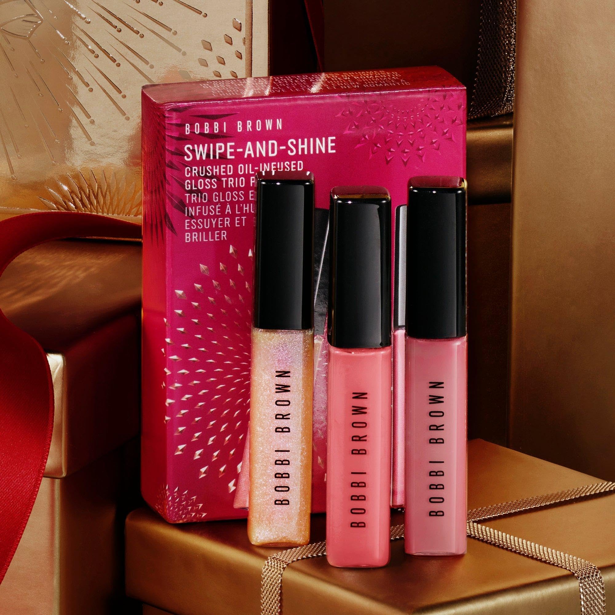Bobbi Brown Crushed Oil-Infused Hydrating Lip Gloss Trio Set - Nourishing & Shiny Lip Gloss in Pink Shades | Perfect for Daily Wear, Date Night & Special Occasions