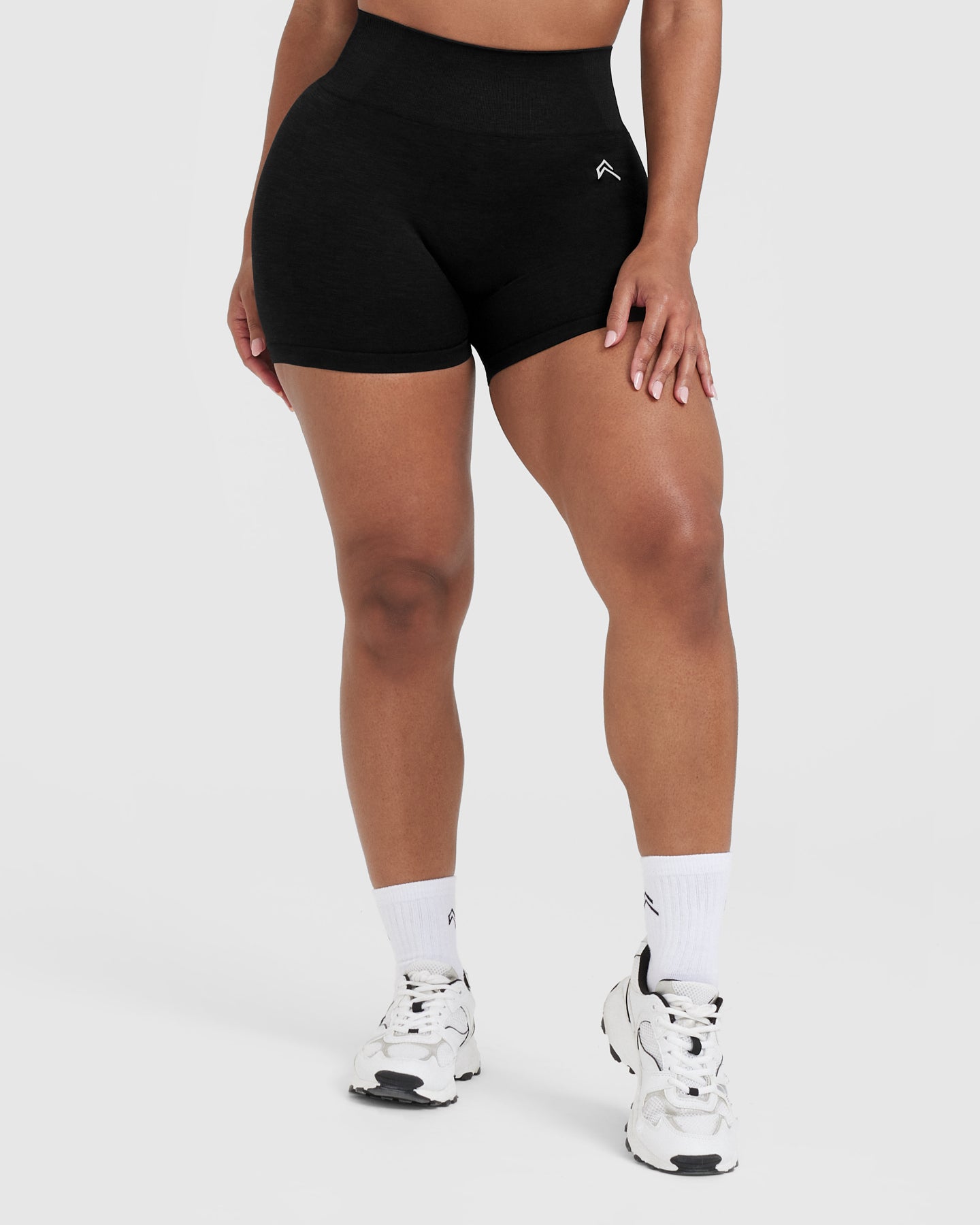 Classic Seamless 2.0 Booty Shorts for Women - High Waisted Yoga Shorts | Black Marl | Perfect for Workout, Gym, Running & Lounge Wear