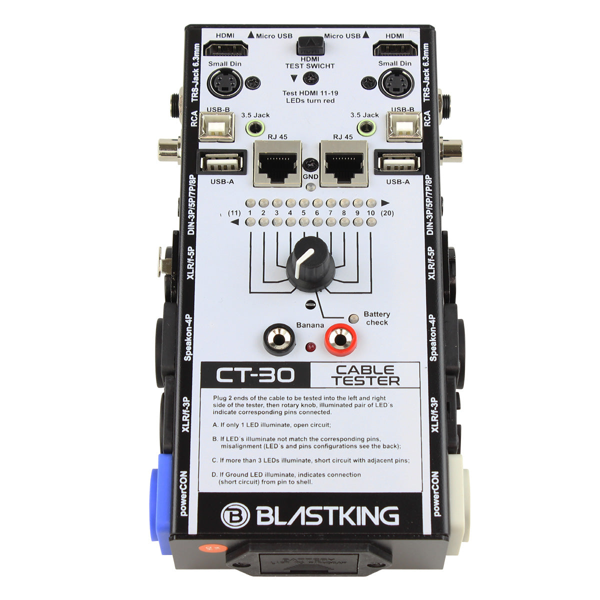 Blastking CT 30 Network Cable Tester - RJ45 Ethernet LAN Tester for Cat5 Cat6 Cat7 Cables - Perfect for IT Professionals, Network Installations & Home Office Use