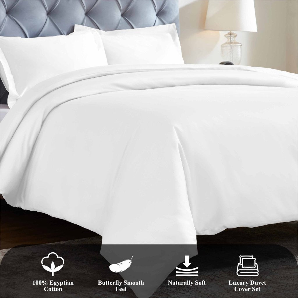 Luxury 1200 Thread Count Egyptian Cotton Duvet Cover Set - King Size, Soft Breathable Bedding for Hotel & Home Use