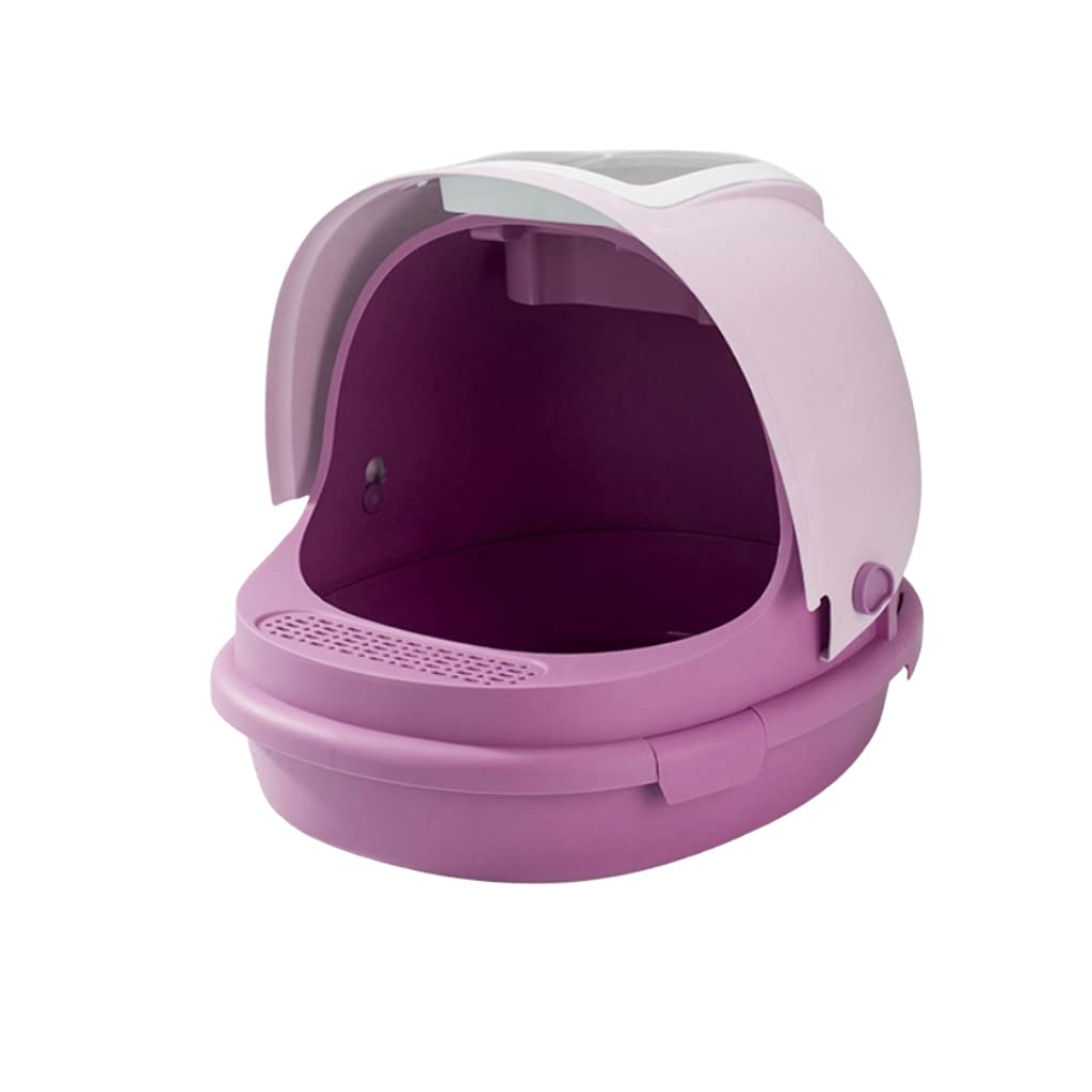 Self-Cleaning Cat Litter Box - Large Enclosed Cat Toilet with Scoop | Splash-Proof Design for Odor Control | Easy Clean Cat Supplies for Indoor Cats | Perfect for Small Spaces & Multi-Cat Homes (Pink)
