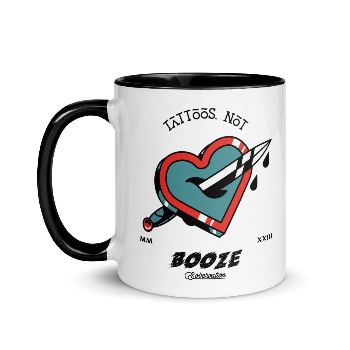 Tattoos Not Booze Essential Mug - Bold Sober Style Coffee Cup for Recovery, AA Meetings & Sober Living - Perfect Gift for Alcohol-Free Lifestyle