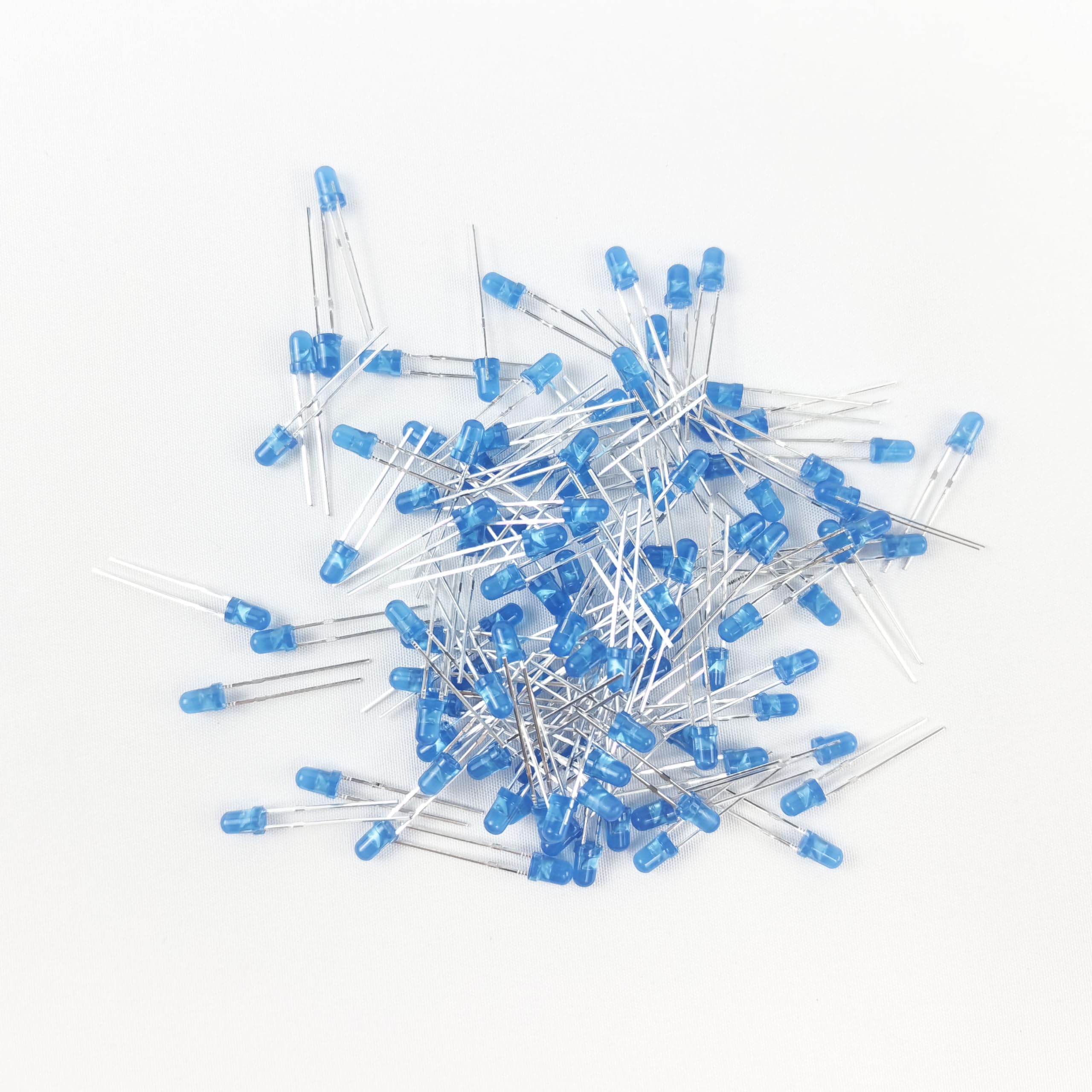 100 Pack 5mm Blue LED Emitting Diodes - 20mA Round Head Indicator Lights for DIY Electronics Projects - Perfect for Circuit Boards, Arduino Projects, and Home Lighting Decorations