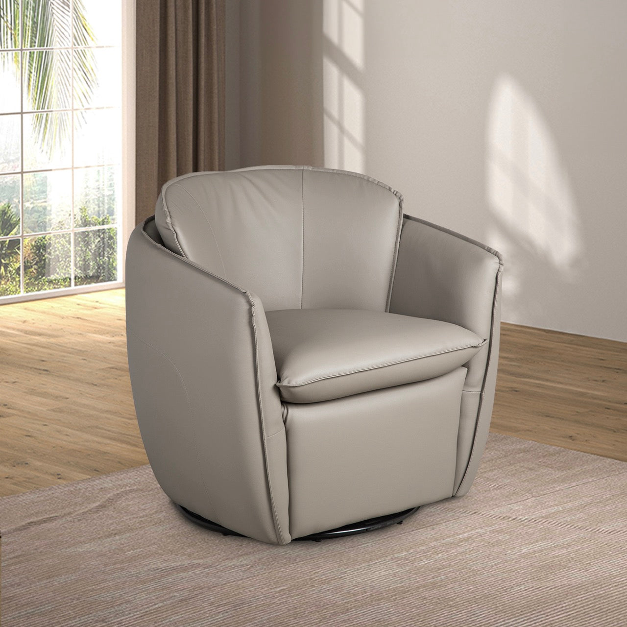 Gibson Modern Swivel Chair - 360 Degree Rotating Accent Chair for Living Room, Office & Lounge - Comfortable Upholstered Fabric Seat with Sturdy Metal Base - Perfect for Reading, Relaxing & Entertaining