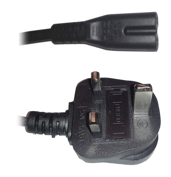 UK Molded Two Prong Power Cord - 13A 250V AC Power Cable for Home & Office Appliances - Perfect for Lamps, Printers, and Small Electronics