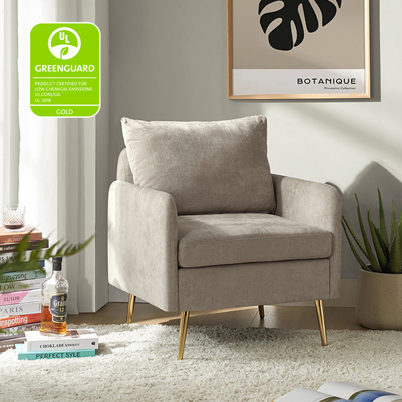 Laertiades Modern Upholstered Accent Armchair with Removable Cushion, Sturdy Metal Legs & High-Density Foam - Perfect for Living Room, Bedroom, or Office Decor